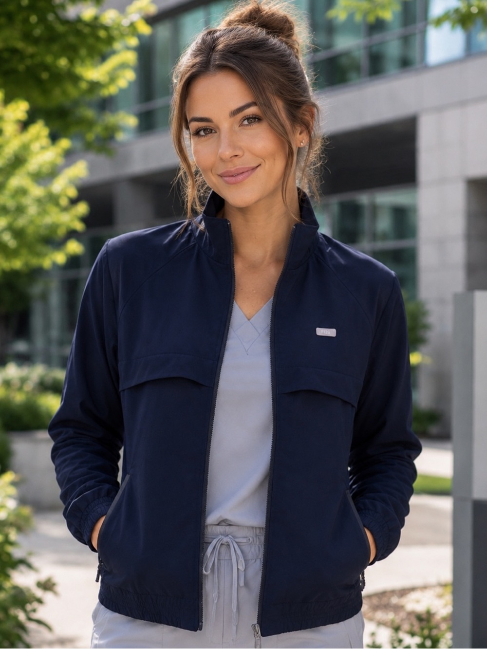 FIGS Sydney Performance Scrub Jacket Navy Size Small Bomber